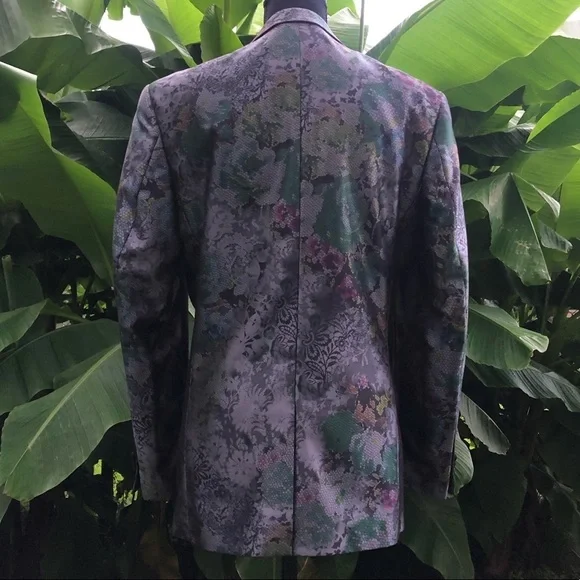 New L&S Hollywood Celebrity Jacquard Floral Single Breasted Blazer XS 36R Slim